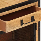 vidaXL Table de Chevet 43x30x51 cm Bois de Manguier Massif Brut - Durable, Style Industriel, Table de Nuit de Chambre, Marron et Noir, Rangement Spacieux