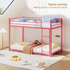 JOYMOR Lit superposé double sur double, cadre de lit double en métal avec barrière de sécurité pour garçons et filles