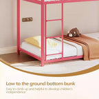 JOYMOR Lit superposé double sur double, cadre de lit double en métal avec barrière de sécurité pour garçons et filles