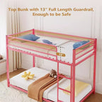 JOYMOR Lit superposé double sur double, cadre de lit double en métal avec barrière de sécurité pour garçons et filles