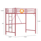 Lit mezzanine VINGLI pour lits jumeaux avec barreaux plats pour adultes, enfants et jeunes adolescents, aucun sommier tapissier requis, support à lattes métalliques robustes, rose