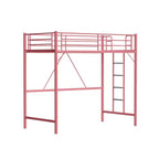 Lit mezzanine VINGLI pour lits jumeaux avec barreaux plats pour adultes, enfants et jeunes adolescents, aucun sommier tapissier requis, support à lattes métalliques robustes, rose