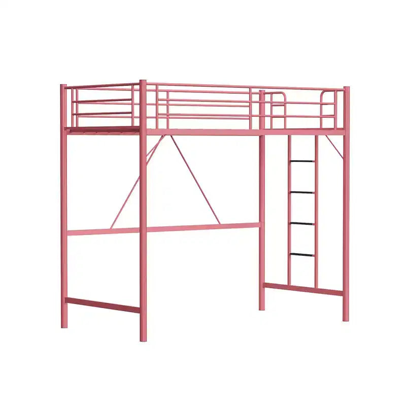 Lit mezzanine VINGLI pour lits jumeaux avec barreaux plats pour adultes, enfants et jeunes adolescents, aucun sommier tapissier requis, support à lattes métalliques robustes, rose