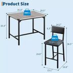 Ensemble table de salle à manger CuisinSmart pour 2, ensemble table de cuisine avec repose-pieds et dossier, table hauteur de comptoir avec 2 tabourets de bar rembourrés