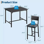 Ensemble table de salle à manger CuisinSmart pour 2, ensemble table de cuisine avec repose-pieds et dossier, table hauteur de comptoir avec 2 tabourets de bar rembourrés