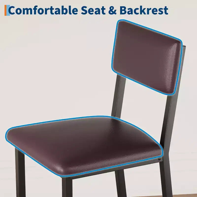 Ensemble table de salle à manger CuisinSmart pour 2, ensemble table de cuisine avec repose-pieds et dossier, table hauteur de comptoir avec 2 tabourets de bar rembourrés