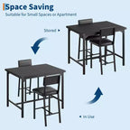 Ensemble table de salle à manger CuisinSmart pour 2, ensemble table de cuisine avec repose-pieds et dossier, table hauteur de comptoir avec 2 tabourets de bar rembourrés