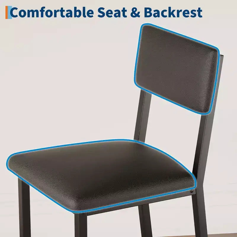 Ensemble table de salle à manger CuisinSmart pour 2, ensemble table de cuisine avec repose-pieds et dossier, table hauteur de comptoir avec 2 tabourets de bar rembourrés