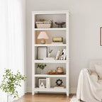 Étagère étroite à 5 niveaux avec pieds en bois, bibliothèque étroite de style rustique pour salon, appartement, bureau