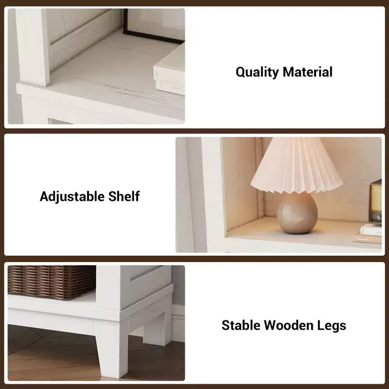 Étagère étroite à 5 niveaux avec pieds en bois, bibliothèque étroite de style rustique pour salon, appartement, bureau