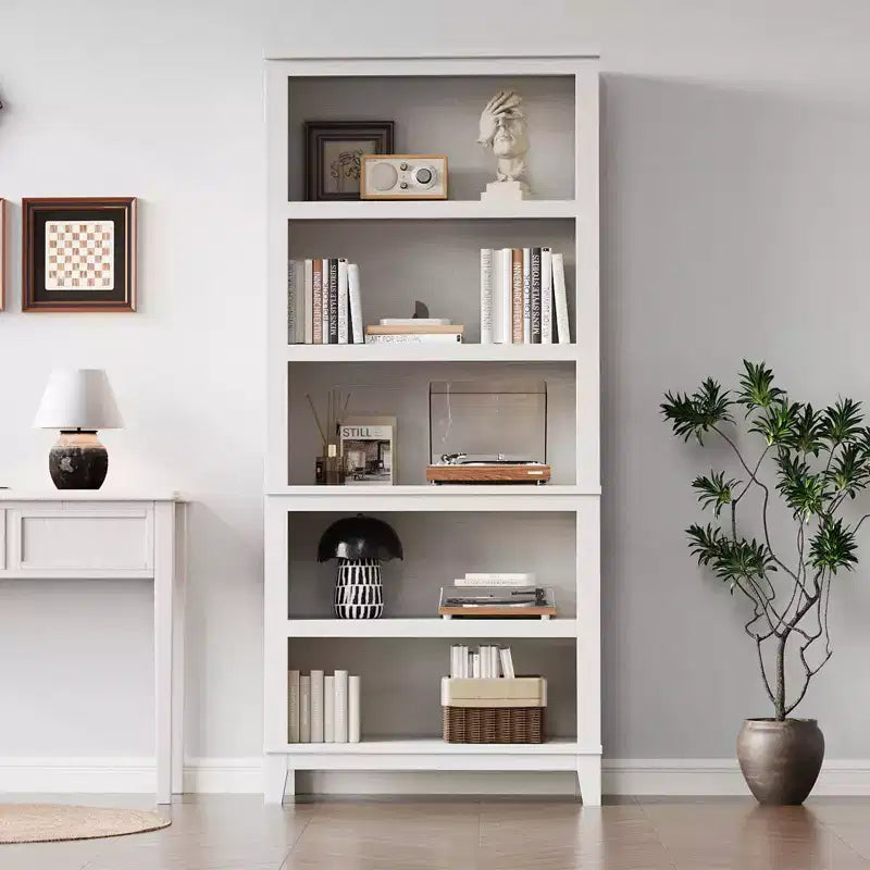 Étagère étroite à 5 niveaux avec pieds en bois, bibliothèque étroite de style rustique pour salon, appartement, bureau