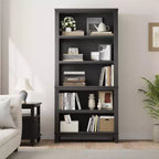 Étagère étroite à 5 niveaux avec pieds en bois, bibliothèque étroite de style rustique pour salon, appartement, bureau