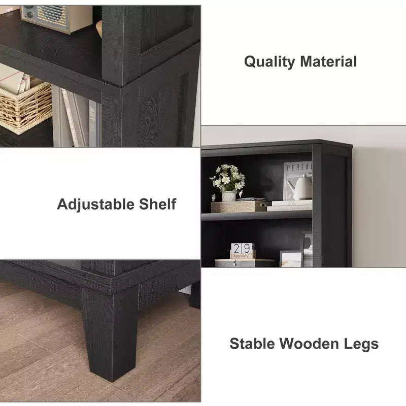 Étagère étroite à 5 niveaux avec pieds en bois, bibliothèque étroite de style rustique pour salon, appartement, bureau