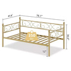 Lit de repos avec lit gigogne, lit de repos simple en métal avec tête de lit florale, cadre de lit de repos moderne en métal avec lit gigogne coulissant, lattes en acier robustes