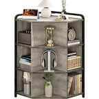 Meuble d'angle Acekool avec station de charge, bibliothèque triangulaire à 3 niveaux avec ports USB, prises et organisateur à 9 cubes pour chambre, bureau, salon