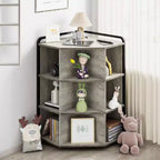 Meuble d'angle Acekool avec station de charge, bibliothèque triangulaire à 3 niveaux avec ports USB, prises et organisateur à 9 cubes pour chambre, bureau, salon