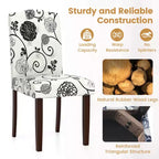 Costway Lot de 2 chaises de salle à manger en bois avec pieds en bois d'hévéa, assise rembourrée, ressorts en S, cuisine beige/gris