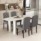 Costway Lot de 2 chaises de salle à manger en bois avec pieds en bois d'hévéa, assise rembourrée, ressorts en S, cuisine beige/gris