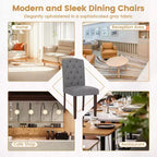 Costway Lot de 2 chaises de salle à manger en bois avec pieds en bois d'hévéa, assise rembourrée, ressorts en S, cuisine beige/gris