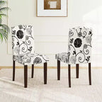 Costway Lot de 2 chaises de salle à manger en bois avec pieds en bois d'hévéa, assise rembourrée, ressorts en S, cuisine beige/gris