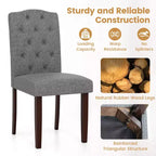 Costway Lot de 2 chaises de salle à manger en bois avec pieds en bois d'hévéa, assise rembourrée, ressorts en S, cuisine beige/gris