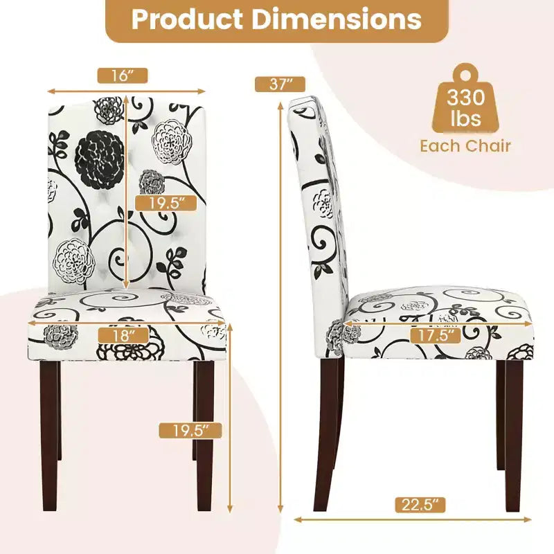Costway Lot de 2 chaises de salle à manger en bois avec pieds en bois d'hévéa, assise rembourrée, ressorts en S, cuisine beige/gris