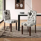 Costway Lot de 2 chaises de salle à manger en bois avec pieds en bois d'hévéa, assise rembourrée, ressorts en S, cuisine beige/gris