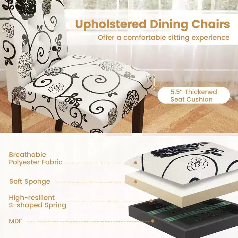 Costway Lot de 2 chaises de salle à manger en bois avec pieds en bois d'hévéa, assise rembourrée, ressorts en S, cuisine beige/gris