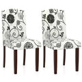 Costway Wooden Dining Chair Set of 2 with Rubber Wood Legs Padded Seat S Springs, Kitchen Beige/Gray