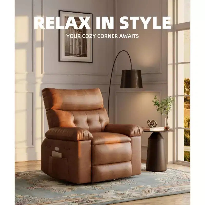 Fauteuil inclinable surdimensionné, pivotant à 360°, avec fonction chauffante et massante (pour salon/chambre/crèche d'adultes)