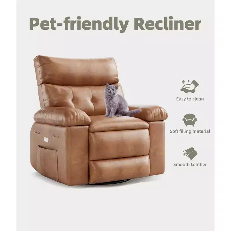Fauteuil inclinable surdimensionné, pivotant à 360°, avec fonction chauffante et massante (pour salon/chambre/crèche d'adultes)
