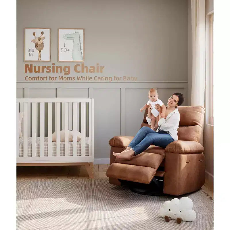 Fauteuil inclinable surdimensionné, pivotant à 360°, avec fonction chauffante et massante (pour salon/chambre/crèche d'adultes)