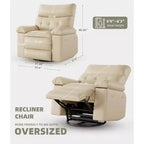 Fauteuil inclinable surdimensionné, pivotant à 360°, avec fonction chauffante et massante (pour salon/chambre/crèche d'adultes)