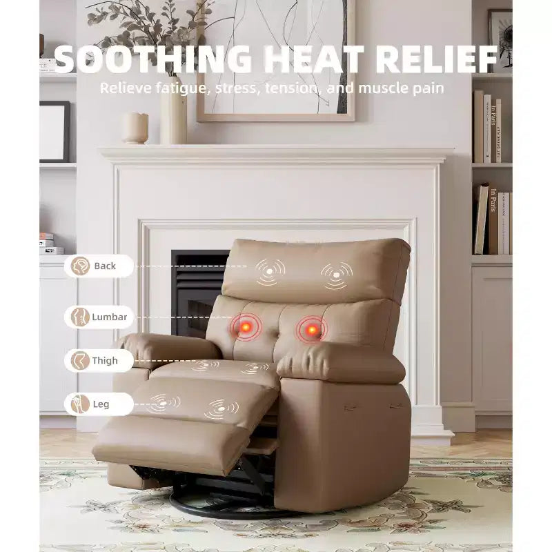 Fauteuil inclinable surdimensionné, pivotant à 360°, avec fonction chauffante et massante (pour salon/chambre/crèche d'adultes)