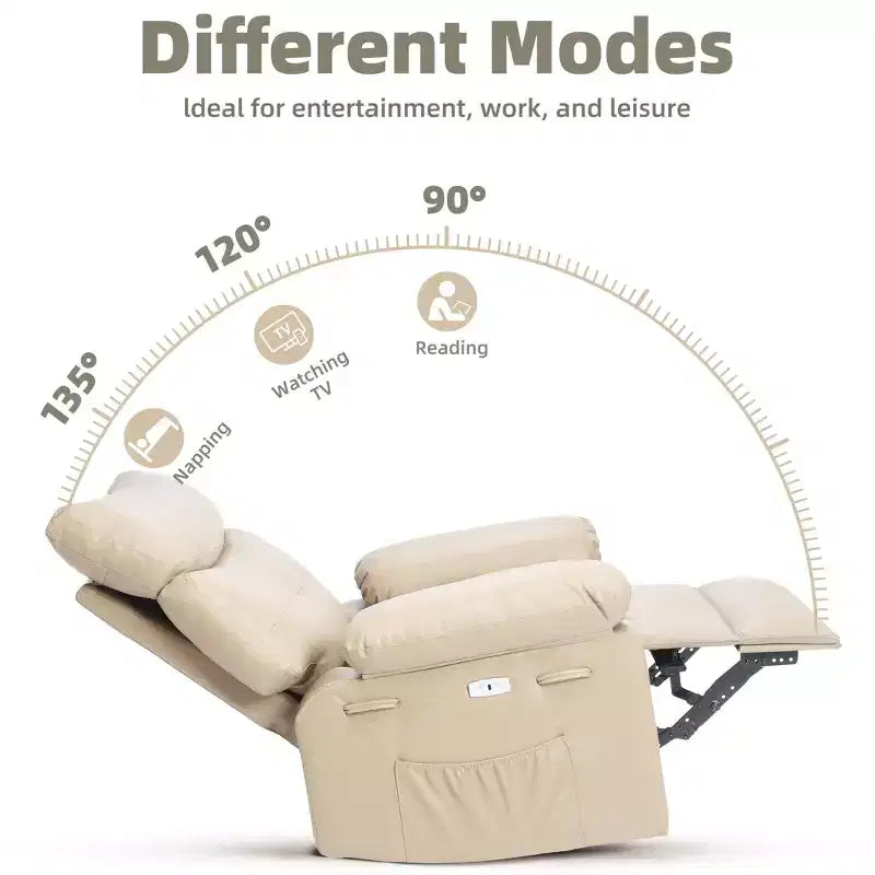 Fauteuil inclinable surdimensionné, pivotant à 360°, avec fonction chauffante et massante (pour salon/chambre/crèche d'adultes)