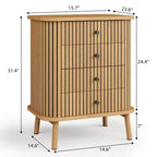 Commode à 4 tiroirs, chiffonnier de chambre à coucher, meuble de rangement, grand espace, commode moderne en osier avec poignées noir mat et pieds en bois