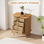 Commode à 4 tiroirs, chiffonnier de chambre à coucher, meuble de rangement, grand espace, commode moderne en osier avec poignées noir mat et pieds en bois