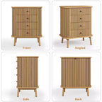 Commode à 4 tiroirs, chiffonnier de chambre à coucher, meuble de rangement, grand espace, commode moderne en osier avec poignées noir mat et pieds en bois
