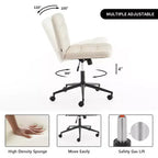Furnimart Fauteuil de bureau Criss Cross à assise large avec roulettes, pivotant à 360°, pieds croisés, coussin épais, chaise de bureau à domicile pour chambre/coiffeuse/étude