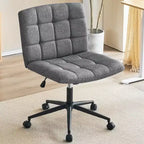 Furnimart Fauteuil de bureau Criss Cross à assise large avec roulettes, pivotant à 360°, pieds croisés, coussin épais, chaise de bureau à domicile pour chambre/coiffeuse/étude