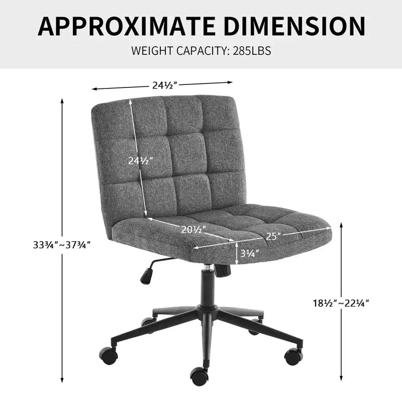 Furnimart Fauteuil de bureau Criss Cross à assise large avec roulettes, pivotant à 360°, pieds croisés, coussin épais, chaise de bureau à domicile pour chambre/coiffeuse/étude