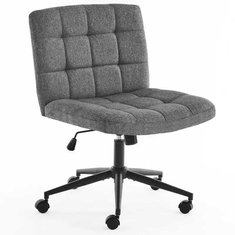 Furnimart Fauteuil de bureau Criss Cross à assise large avec roulettes, pivotant à 360°, pieds croisés, coussin épais, chaise de bureau à domicile pour chambre/coiffeuse/étude