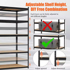 Étagères de garage robustes, étagères de rangement réglables à 5 niveaux, 152x61x183cm, charge 1360 kg, étagères de rangement de garage réglables