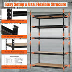 Étagères de garage robustes, étagères de rangement réglables à 5 niveaux, 152x61x183cm, charge 1360 kg, étagères de rangement de garage réglables