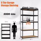 Étagères de garage robustes, étagères de rangement réglables à 5 niveaux, 152x61x183cm, charge 1360 kg, étagères de rangement de garage réglables