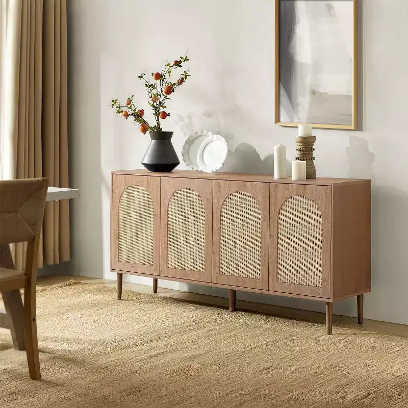 Bahut moderne Lenz 63 en rotin avec 2 étagères réglables|ART OF LIVING DESIGNS