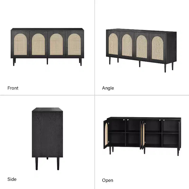 Bahut moderne Lenz 63 en rotin avec 2 étagères réglables|ART OF LIVING DESIGNS