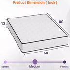 Matelas hybride BestMassage 12 pouces avec ressorts ensachés et mousse sans fibre de verre, fermeté moyenne, idéal pour les dormeurs sur le dos, le ventre et le côté