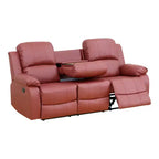 MAYEERTY Canapé inclinable électrique, fauteuil inclinable électrique en cuir 3 places avec table basse réversible pour salon, rouge