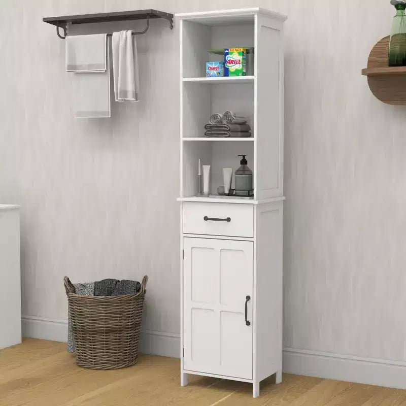 GDFStudio Helmsley Slim Bathroom Storage Cabinet with Adjustable Shelves and Drawer